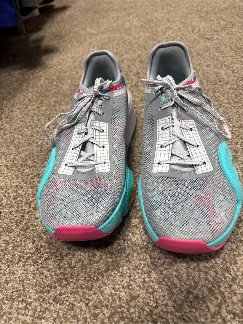 Nike Womens Multicolor Athletic Shoes - Gray, Teal & Pink - 8